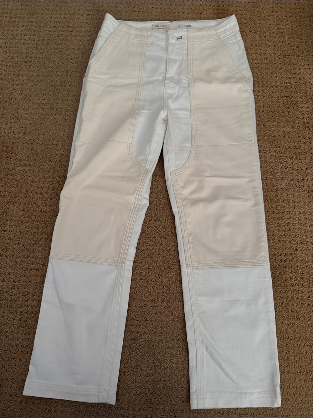 Two-Tone White/Cream (leather) women's Pants